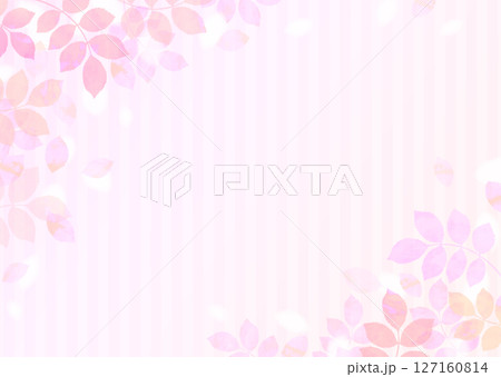 ピンク系の葉が舞うかわいいイラスト背景 127160814
