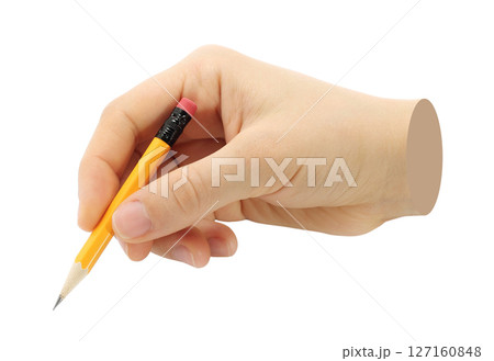 Hand with pencil isolated on transparent background. Contemporary art Hand with pencil isolated on transparent background. Contemporary art 127160848
