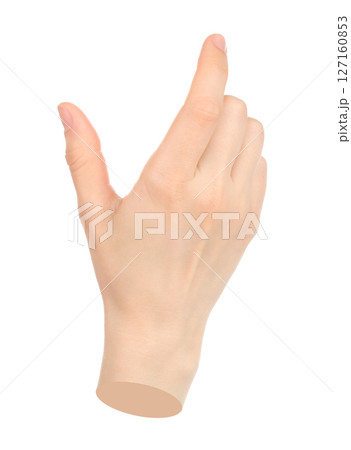 Hand with gesture like on smart phone screen, isolated on transparent background. Contemporary art 127160853