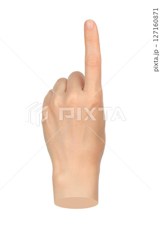 Hand shows finger-counting, isolated on transparent background. Contemporary art Hand shows finger-counting, isolated on transparent background. Contemporary art 127160871
