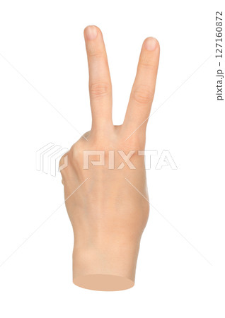 Hand shows finger-counting, isolated on transparent background. Contemporary art 127160872
