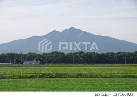 北海道斜里町　天に続く道から斜里岳を望む 127160922