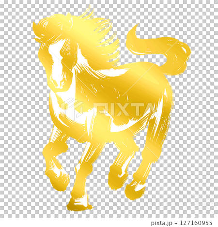 馬年,新年素材,筆觸馬剪影插畫_金色 馬年,新年素材,筆觸馬剪影插畫_金色 127160955