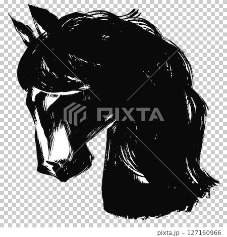 Year of the Horse, New Year's material, ink and brush-touched horse silhouette illustration Year of the Horse, New Year's material, ink and brush-touched horse silhouette illustration 127160966