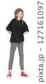 カジュアルな服装の女性の全身イラスト 127161097