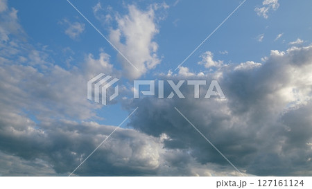 Stunningly Beautiful Cloudscape Set Against a Clear Blue Sky in a Serene Environment 127161124