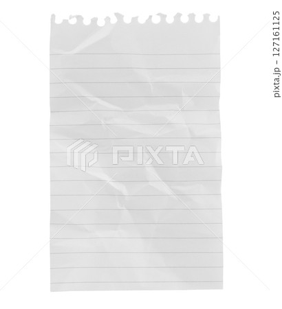 Crumpled sheet of notepad paper, isolated on transparent background. Office blank paper concept Crumpled sheet of notepad paper, isolated on transparent background. Office blank paper concept 127161125