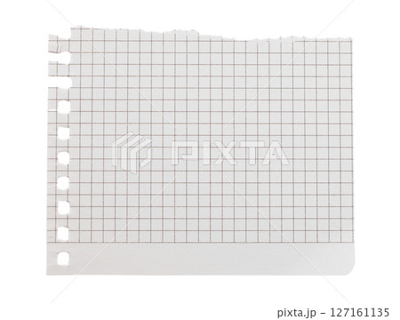 Torn sheet of notepad paper, isolated on transparent background. Office blank paper concept 127161135