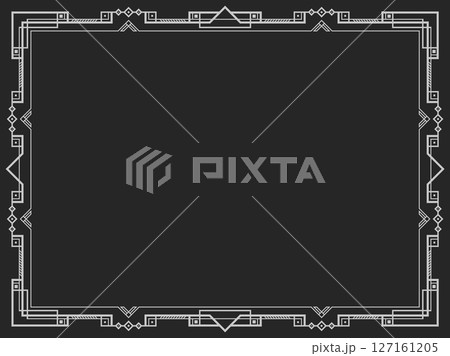 Geometric frame in line art style. Linear border. Frame design with space for text, invitations, flyers and greeting cards. Vector illustration Geometric frame in line art style. Linear border. Frame design with space for text, invitations, flyers and greeting cards. Vector illustration 127161205