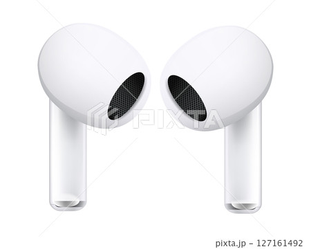 Earphones, isolated on transparent background, realistic design, vector illustration 127161492