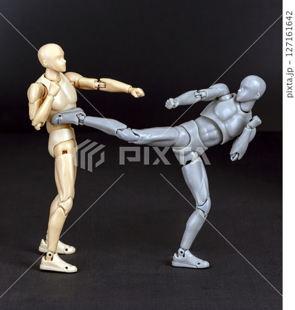 Kwang Liao Lang (Deer Turning the Neck to Look Backward) Figurines, 6 of 15 Standard Luk Mai Muay Thai Techniques. 127161642