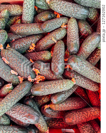 lots of cucumber vegetables for cooking as background 127162002