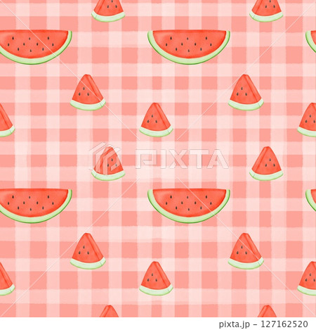 Seamless pattern with summer picnic and  on pastel Red 127162520