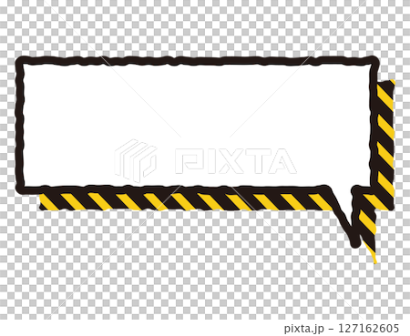 帶有突出手寫線條的警告/警告氣泡，水平矩形，24 127162605