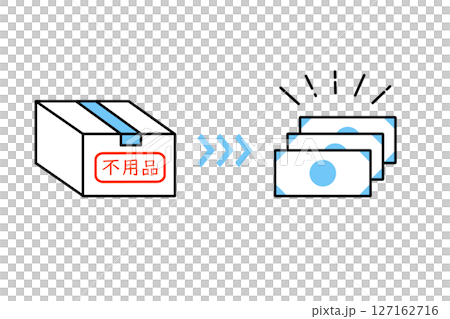 不用品をお金に換えるイメージを表現したイラスト 127162716