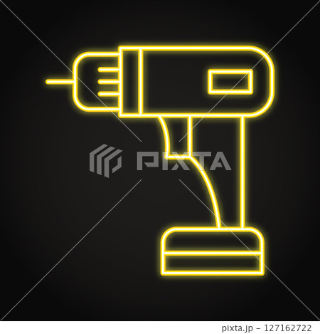Drill tool neon line icon 127162722