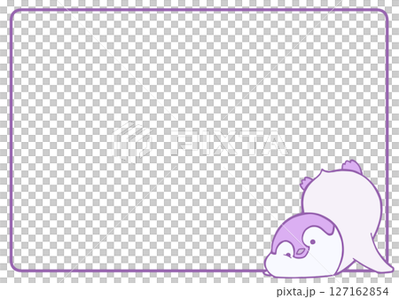 こけてるコウテイペンギンの赤ちゃんのフレーム背景(紫色) こけてるコウテイペンギンの赤ちゃんのフレーム背景(紫色) 127162854