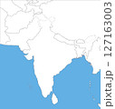 インド・パキスタン・ネパール周辺のアジア地図、白地図 127163003