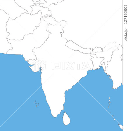 インド・パキスタン・ネパール周辺のアジア地図、白地図 インド・パキスタン・ネパール周辺のアジア地図、白地図 127163003