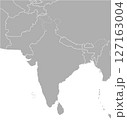 インド・パキスタン・ネパール周辺のアジア地図、モノクロ 127163004