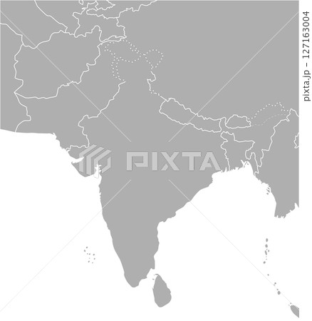 インド・パキスタン・ネパール周辺のアジア地図、モノクロ 127163004