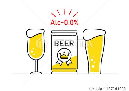ノンアルコールビールをイメージしたイラスト ノンアルコールビールをイメージしたイラスト 127163063