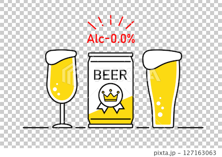 ノンアルコールビールをイメージしたイラスト ノンアルコールビールをイメージしたイラスト 127163063