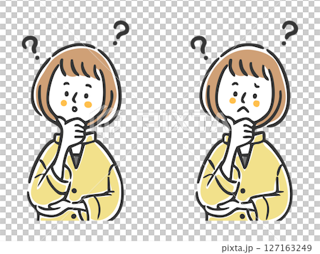 Woman with doubts, upper body, vector Woman with doubts, upper body, vector 127163249