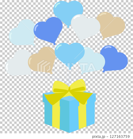 ハート風船とプレゼント　青　ベクターイラスト　プレゼント　誕生日　お祝い用 127163759