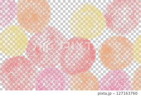 オレンジ系のクレヨンタッチの手描き丸ミックス 127163760