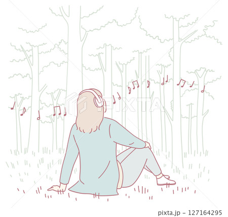 Finding joy in natures beauty with soothing music creates a serene moment that enriches the soul 127164295