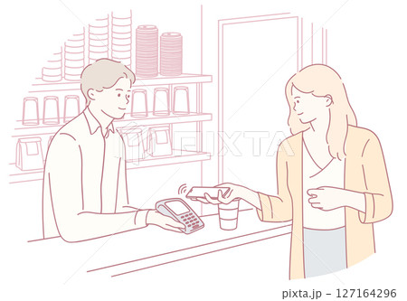 Modern Payment Interaction at a Caf Setting 127164296