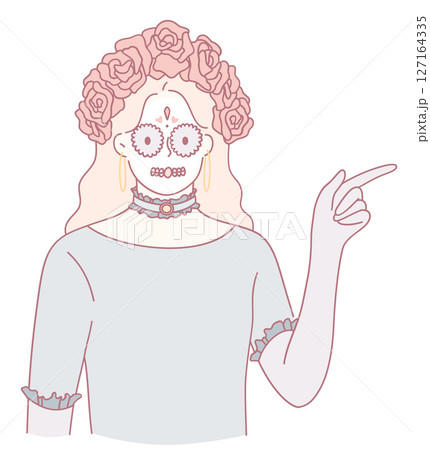 Stylized Skeleton adorned with Roses Art Inspired by the Day of the Dead Celebrations Stylized Skeleton adorned with Roses Art Inspired by the Day of the Dead Celebrations 127164335