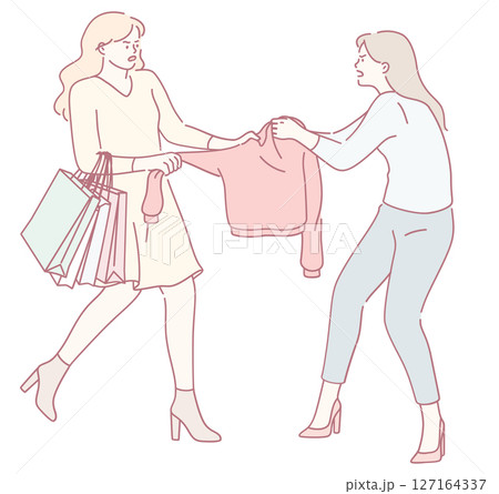 A Fashion Dispute Between Two Women Dressed in Their Most Stylish and EyeCatching Clothing 127164337