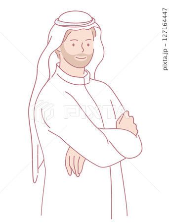 A Stylish Emirati Man, gracefully presented in exquisite Traditional Attire, embodies elegance 127164447