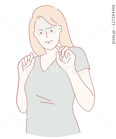 A Woman Expressing Concern in Neutral Tones Depicted in Artistic and Modern Styles 127164448