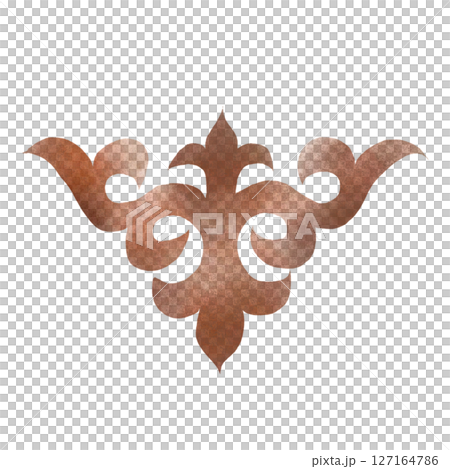 Kazakh pattern watercolor. Ornament hand drawn illustration on white background of Asian elements. For printing, design of postcards and posters Kazakh pattern watercolor. Ornament hand drawn illustration on white background of Asian elements. For printing, design of postcards and posters 127164786