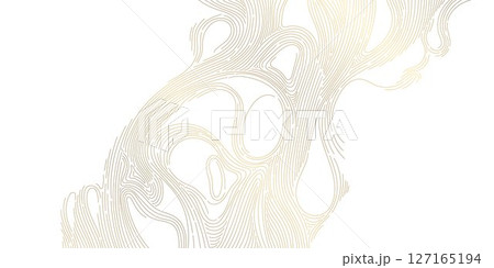 Vector golden line wood texture, wavy abstract luxury pattern. Modern flow art graphic, hair, topographic stroke illustration. 127165194