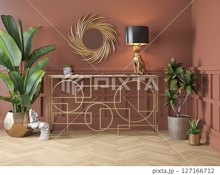 Luxury Interior. Modern art deco living room interior 3D illustration Luxury Interior. Modern art deco living room interior 3D illustration 127166712