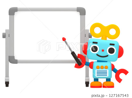 ホワイトボードと可愛いロボット ホワイトボードと可愛いロボット 127167543