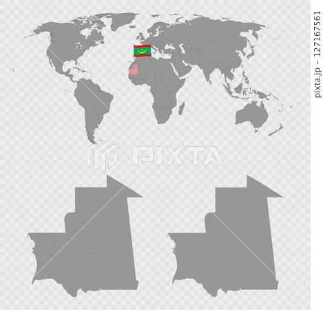 Mauritania Map Set with World Location. 127167561