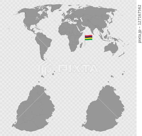 Mauritius Map Set with World Location. 127167562