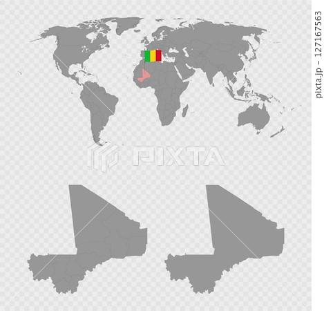 Mali Map Set with World Location. 127167563