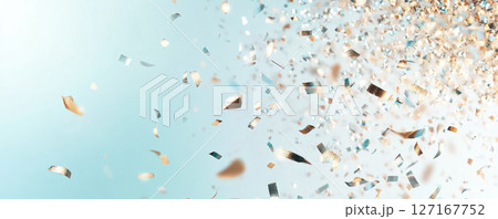 Sparkling Gold and Teal Glitter Background 127167752