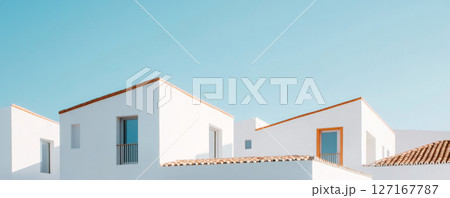 Modern Mediterranean-Style Houses with Blue Sky 127167787