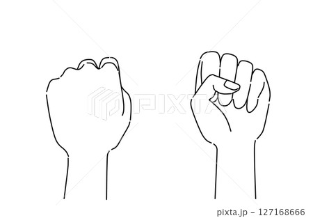 表裏の手の握りこぶしを描いたシルエットベクターイラスト 127168666