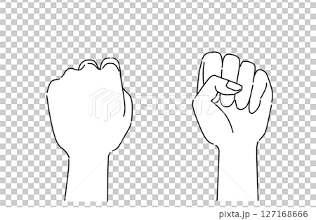 表裏の手の握りこぶしを描いたシルエットベクターイラスト 127168666