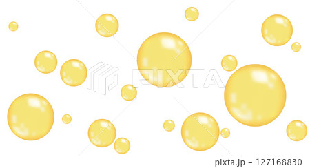 Realistic golden collagen, serum or keratin balls. 127168830