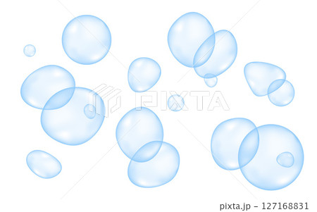 Micellar water, blue air bubble background. Micellar water, blue air bubble background. 127168831