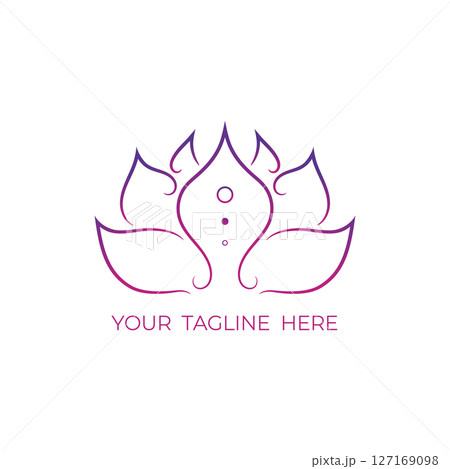 Line minimalist Lotus flower logo design. Water lily emblem logo design. Vector illustration Line minimalist Lotus flower logo design. Water lily emblem logo design. Vector illustration 127169098